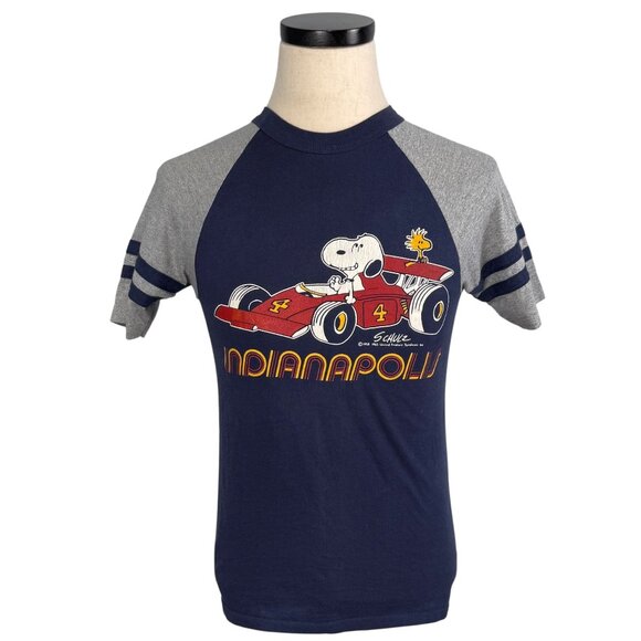 Vintage 80s Artex Snoopy Indianapolis Racing Tee M - Picture 1 of 8
